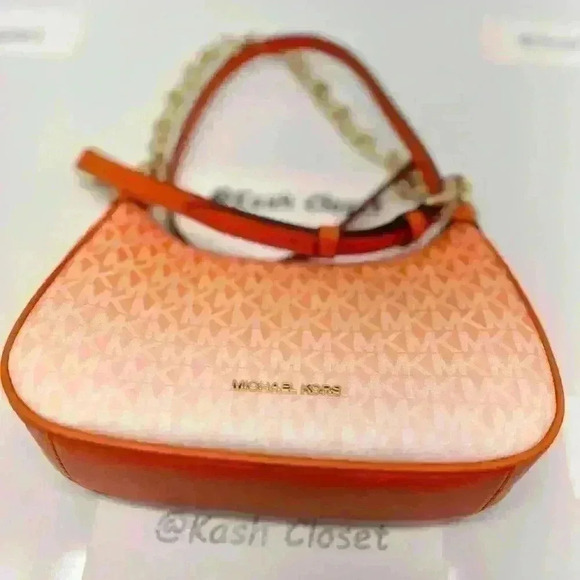 Michael Kors Cora Medium Ombré Logo Shoulder Purse Crossbody Bag Poppy - Picture 5 of 7
